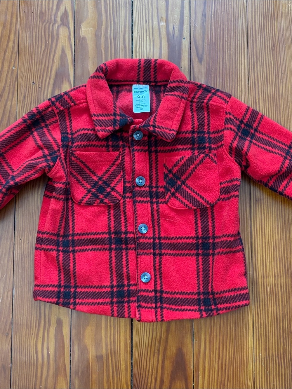 Carter's Red and Black Plaid Fleece Jacket